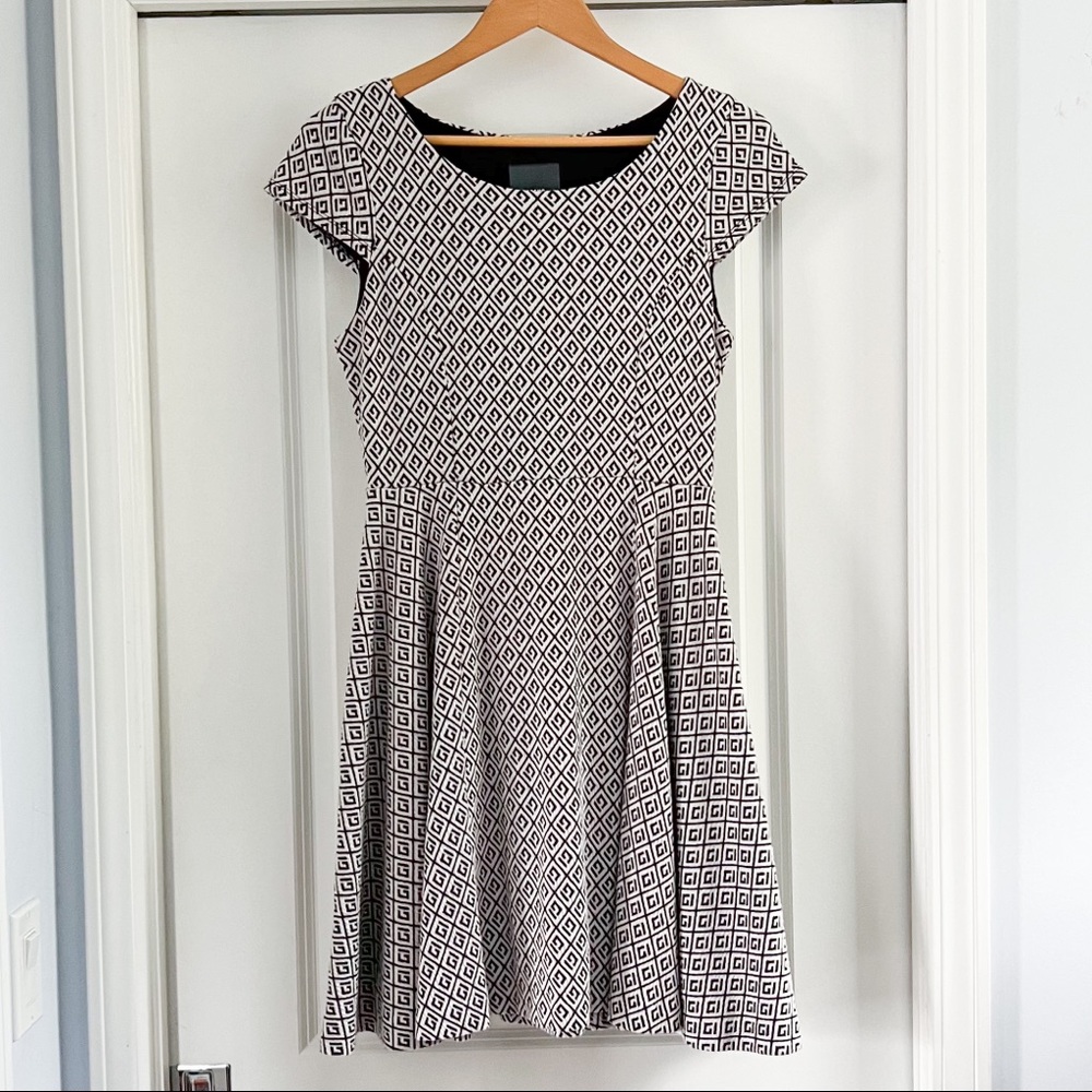 Maeve for Anthropologie black and white geometric dress, size small.